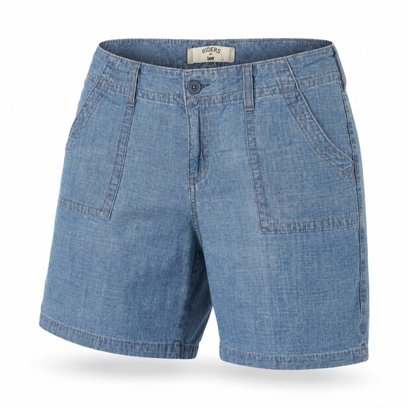 Riders by Lee Pants - Riders by Lee Womens 14M Chambray Shorts Blue Cotton Utility Casual Pockets